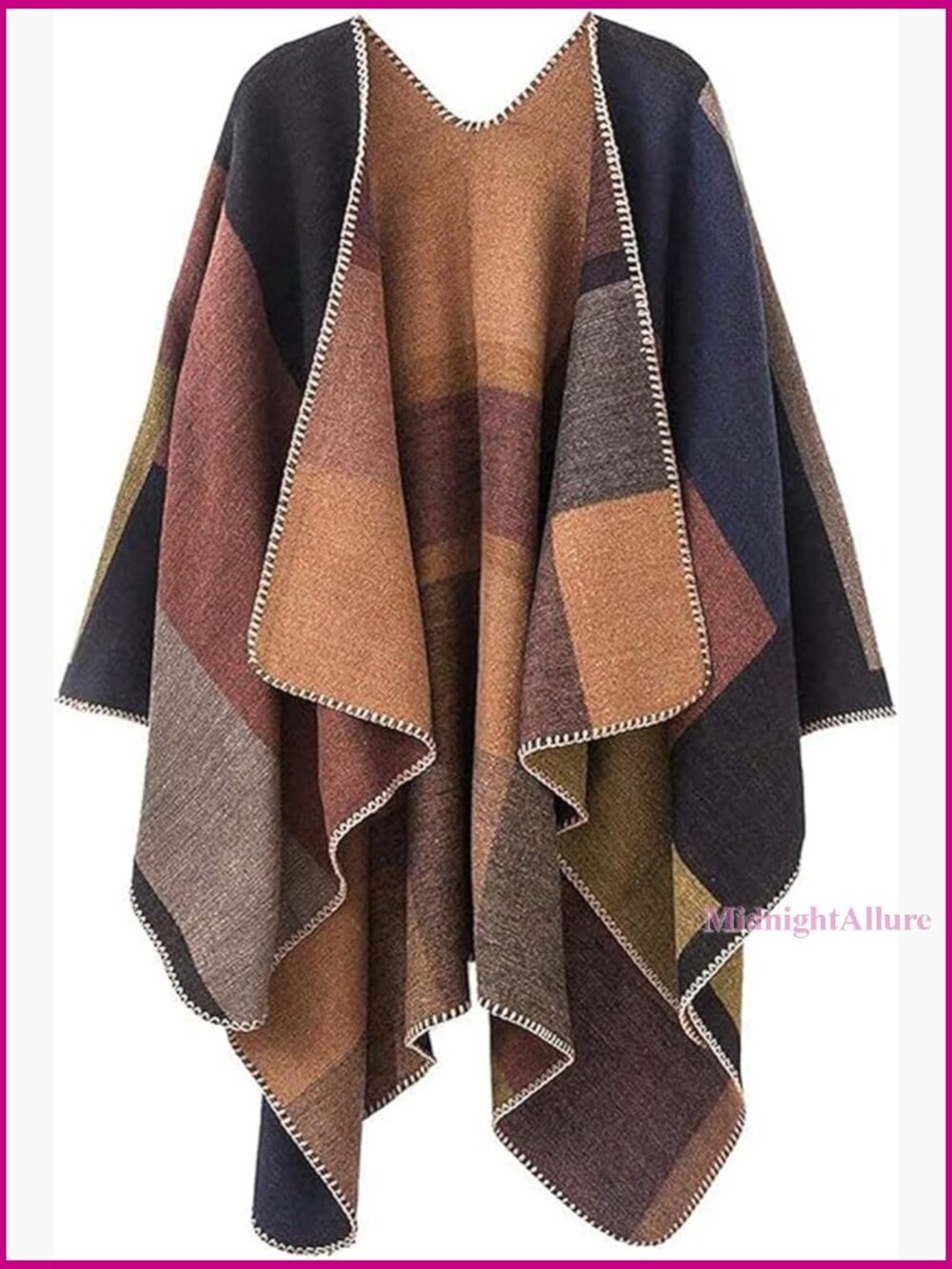 Oversized Poncho Cape Shawl Wrap Open Front Cardigan Sweater Fall Winter